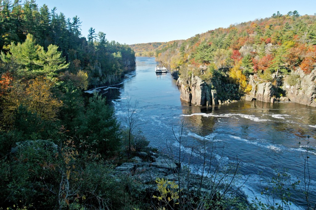 Fall scenery of the St. Croix River at Interstate State Park.