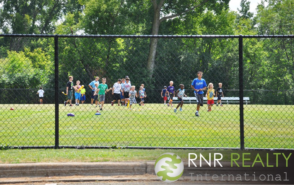 Children playing soccer in Roseville, MN